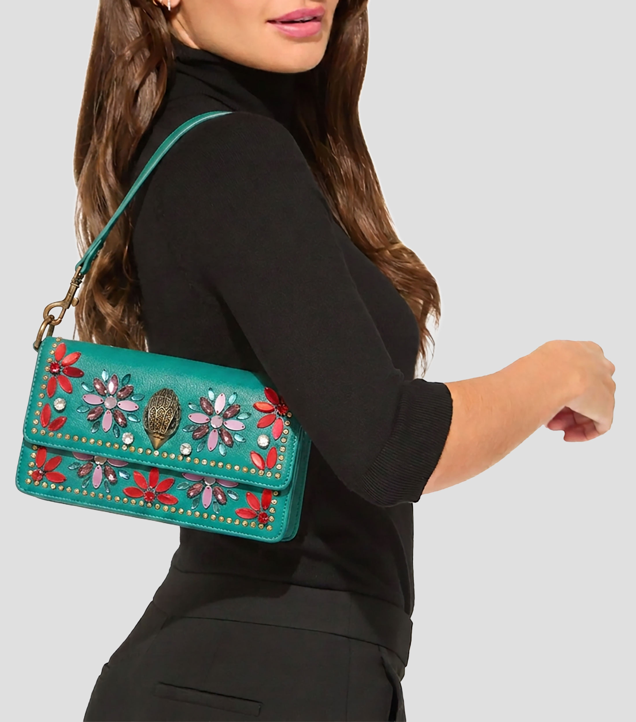 Bolsa shoulder lisa con detalle texturizado Mujer